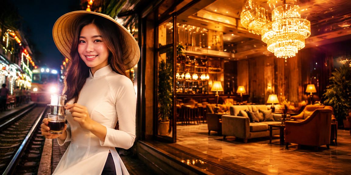 Không gian cà phê Hà Nội với người dùng xem bảng dữ liệu giải trí